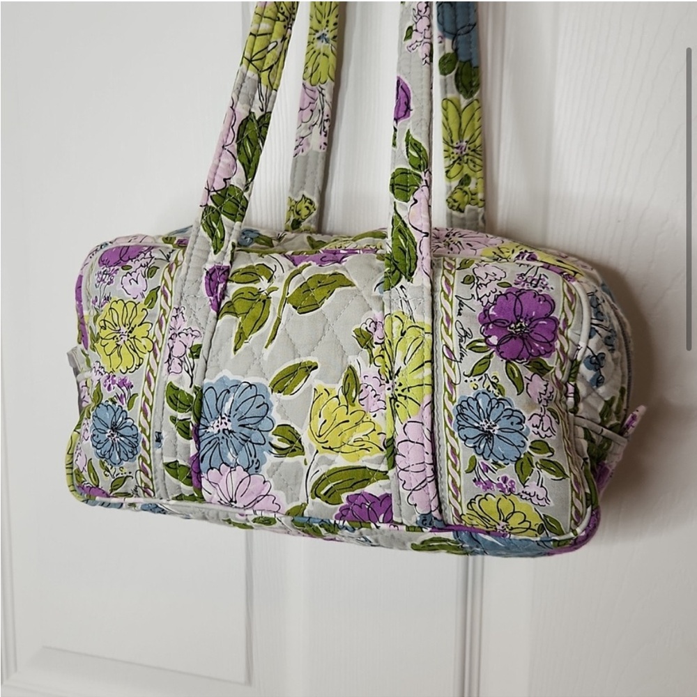 Vera Bradley Satchel Tote Shoulder Bag - Watercolor Gray Purple Floral Pattern - Picture 2 of 8